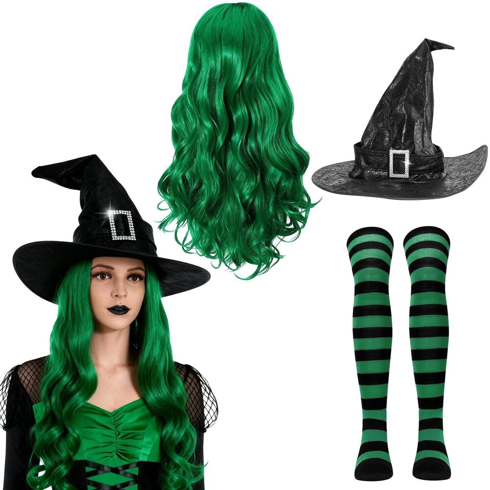 6873 Witches Costume Witch Wigs Hat And Stockings Witch Outfit